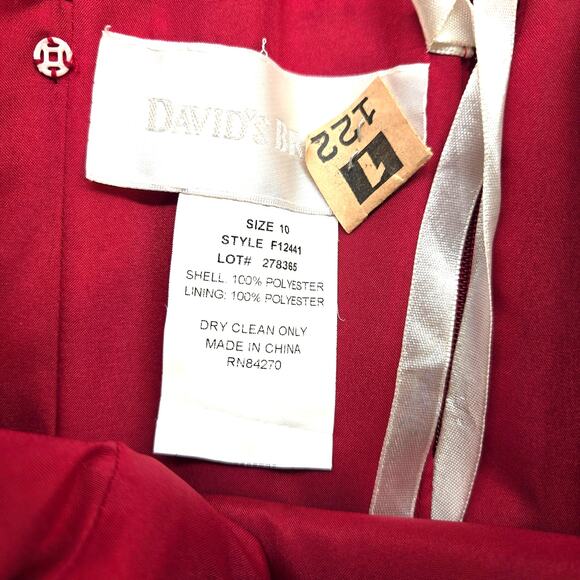 David's Bridal Women's Red 10 Semi Formal Dress Cocktail Party Junior Prom - Picture 5 of 8